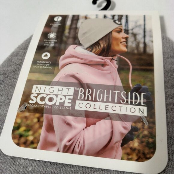 NIght Scope Brightside Collection Knit Hat Women LED Rechargable Gray Beanie NEW - Picture 6 of 6